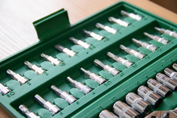 Naklejka premium Set of screwdrivers. Set of tools . Screwdrivers in the case. Repair