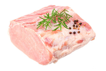 Raw pork meat isolated on white background