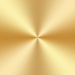 Gold foil texture gradation background. Vector conical shiny and metalic golden gradient design.