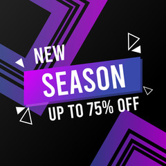 New season modern banner. Promotion square banner on black and purple background