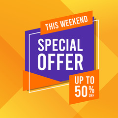 Special offer banner. Promotion square banner on yellow background