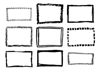 Hand Drawn Vector Frames Collection Isolated on White