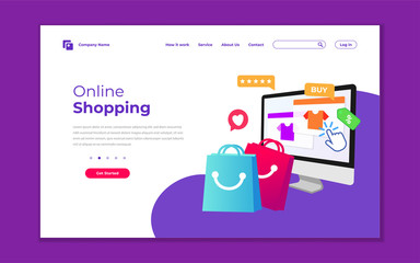Landing page template of Online Shopping. Modern flat design concept of web page design for website and mobile website. Vector Illustrations