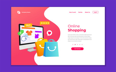 Landing page template of Online Shopping. Modern flat design concept of web page design for website and mobile website. Vector Illustrations