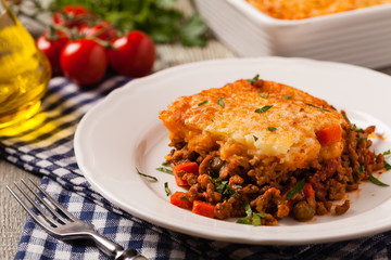 Cottage pie with beef and potatoes