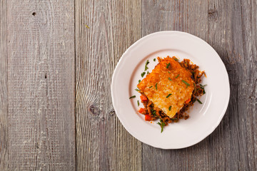 Cottage pie with beef and potatoes