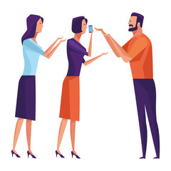 group of people speaking through the cellphone