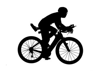 Obraz na płótnie Canvas Silhouette man and bike relaxing on white background