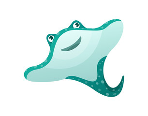 Aquarium cartoon stingray ocean sea animals for games. © Idey