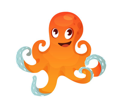 Aquarium cartoon octopus ocean sea animals for games.