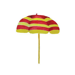 Watercolor Hand drown bright beach umbrella in kids style