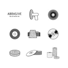 Set - Grinding, polishing. Vector icon on white background.