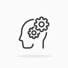 Thinking icon in line style. Editable stroke.