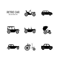 Retro car - vector icons set.