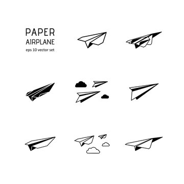 Paper plane - vector icon set on white background.
