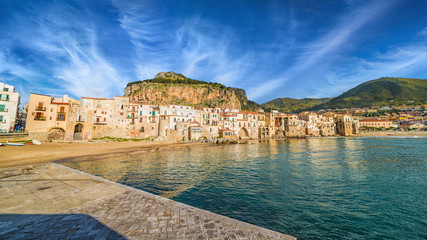 Sunset view of Cefalu, Sicily, Italy