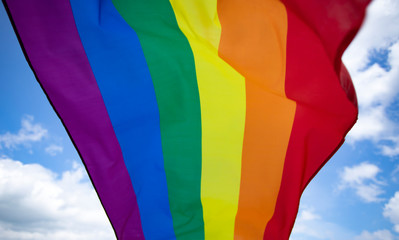 Obraz premium Colorful LGBT flag blows in the breez.
