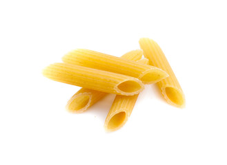 heap of pasta on white background