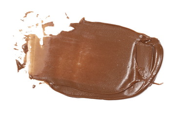 Cream chocolate spread isolated on white background, top view