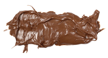Cream chocolate spread isolated on white background, top view