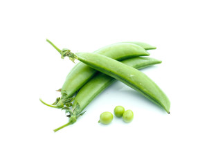 Fresh peas isolated on white background