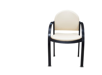 The office chair from white leather. Isolated over white