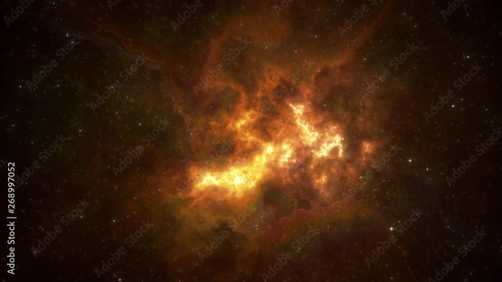 Wall mural warm amber abstract fractal universe space looping background
