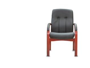 The office chair from black leather. Isolated over white