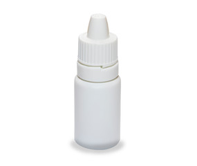 Small medical plastic bottle isolated over white