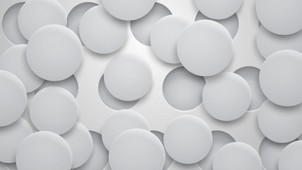 Abstract background of holes and circles with shadows in gray colors