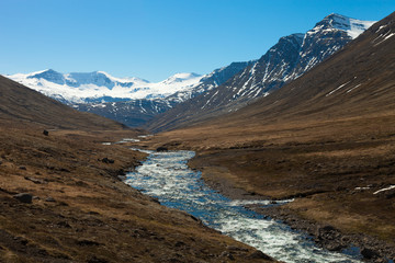 Beautiful multicolored spring landscape of Iceland