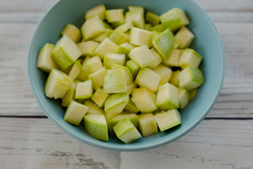 Chopped Zucchini Bowl Isolated White