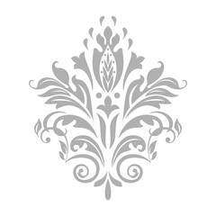 Damask graphic ornament. Floral design element. Grey vector pattern