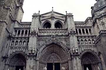 Fototapeta premium Cathedral of Toledo. Architecture and art gothic in Spain. Door of the lyons.