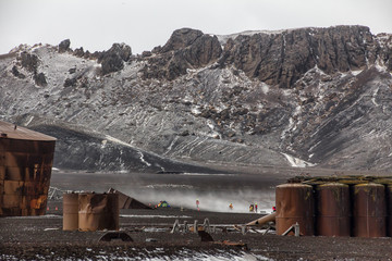 Old Whaling Station Structures on Deception Island, Antarctica