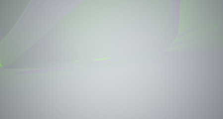 Abstract  white Futuristic Sci-Fi interior With Violet And Green Glowing Neon Tubes . 3D illustration and rendering.