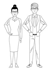 business couple avatar black and white