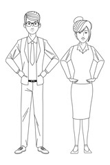 business couple avatar black and white