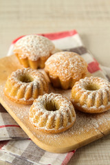 Summer mini bundt cakes with simple flavors on a rustic table