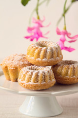 Summer mini bundt cakes with simple flavors on a rustic table