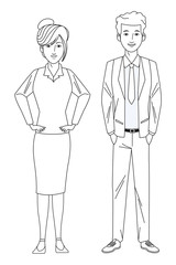 business couple avatar black and white