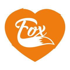 Logo fox with tail in orange heart