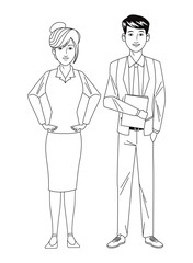 business couple avatar black and white