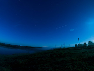 The movement of the car at night on a long exposure.