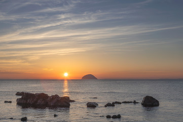 south ayrshire, seascape, island, firth of clyde, ailsa craig, background, beach, beautiful, beauty, blue, cloud, clouds, coast, evening, holiday, irish sea, landscape, nature, ocean, outdoor, panoram