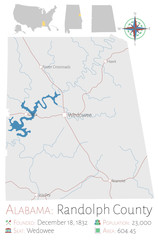 Large and detailed map of Randolph county in Alabama, USA