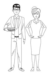 business couple avatar black and white