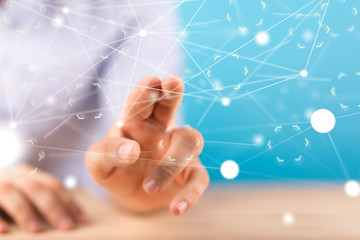 connection data cloud holding in hand network 3d