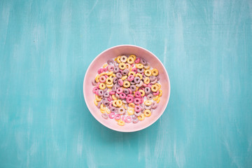 colorful cereal rings in bowl 
