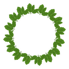 Leaves wreath. Template for wedding invitation. Vector illustration on white background.